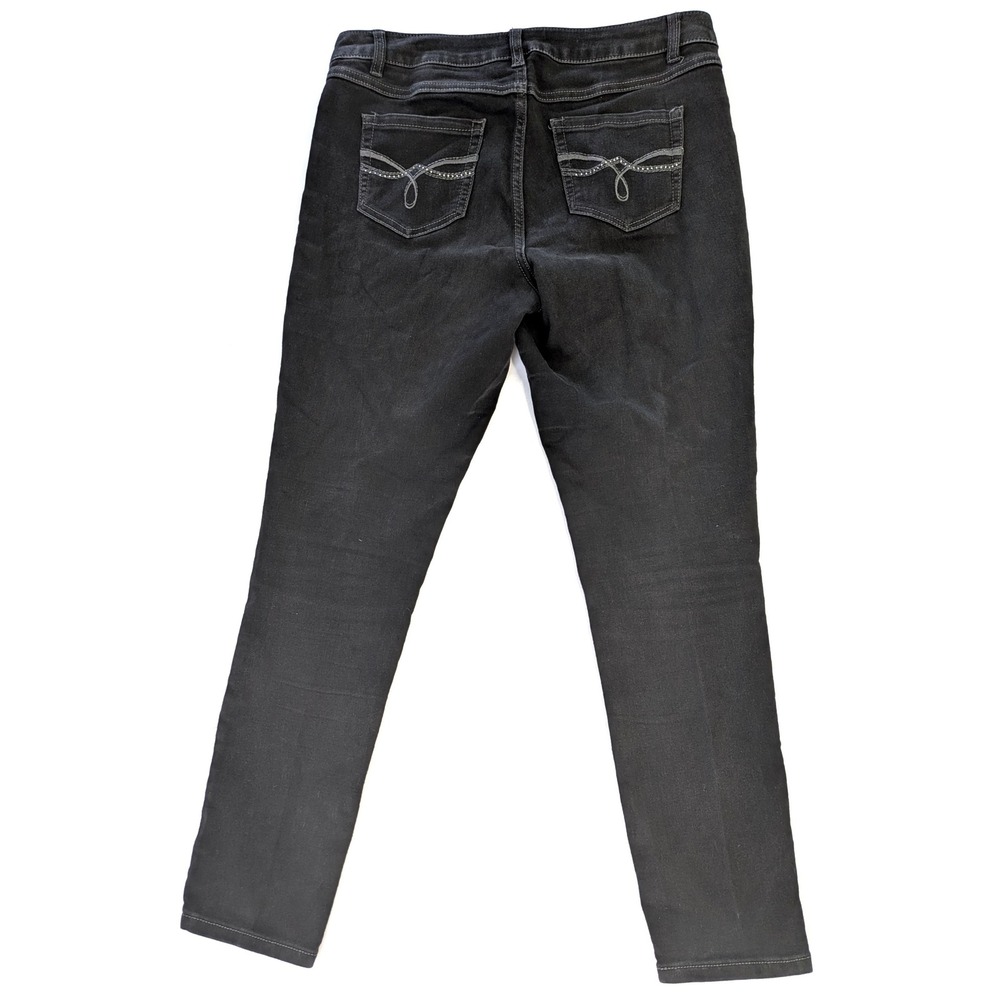 d.jeans Womens 10P Black Straight Leg Petite Denim Jeans Rhinestone Back Pocket